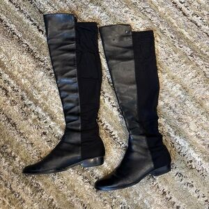 Vince Camuto Women's 8.5 Tall Librina 50/50 Stretch Boots Black Leather